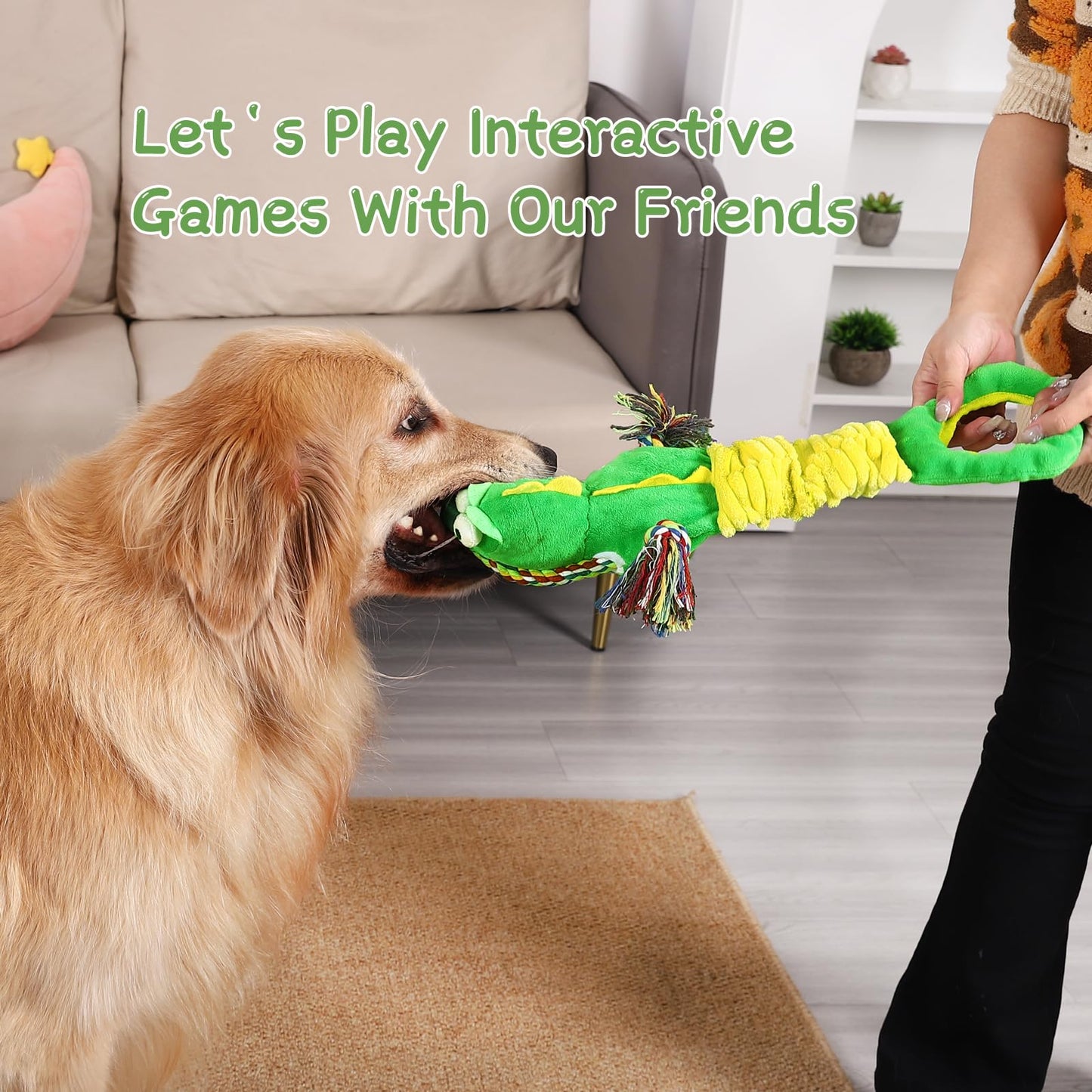 YINEYA Squeaky Dog Toys for Large Dogs, Interactive Dog Toys to Keep Them Busy, Puppy Chew Toys for Teething, Dog Tug of War Toys, Puppy Teething Toys
