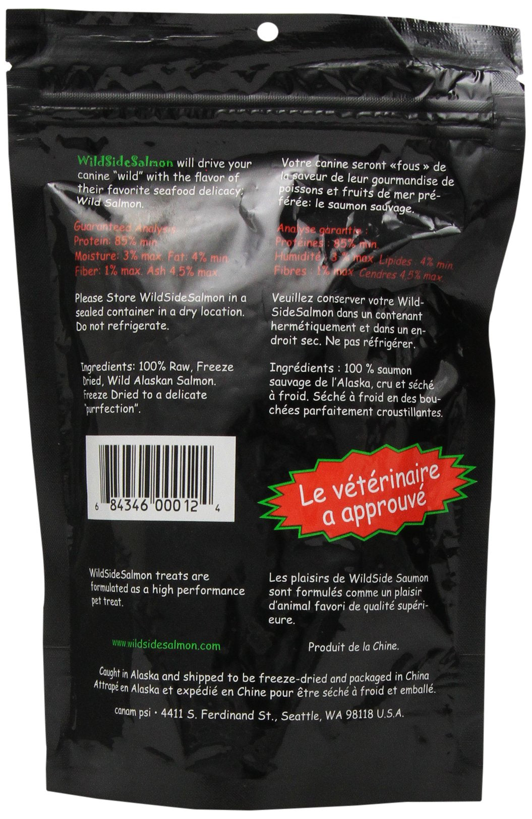 Wildsidesalmon Freeze Dried Salmon Dog Treats, Wild Caught, Gluten Free, Grain Free, High Protein, Diabetic Friendly | Natural Fish Oil | Made in The USA