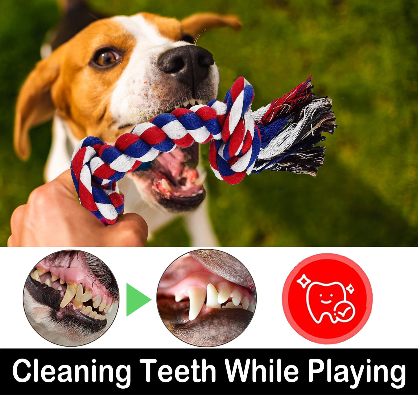 LosFong Large Dog Chew Toys for Aggressive Chewers, Indestructible Dog Rope Toys for Large Breeds, Heavy Duty 100% Cotton Dental Teeth Cleaning Tug of War Toy