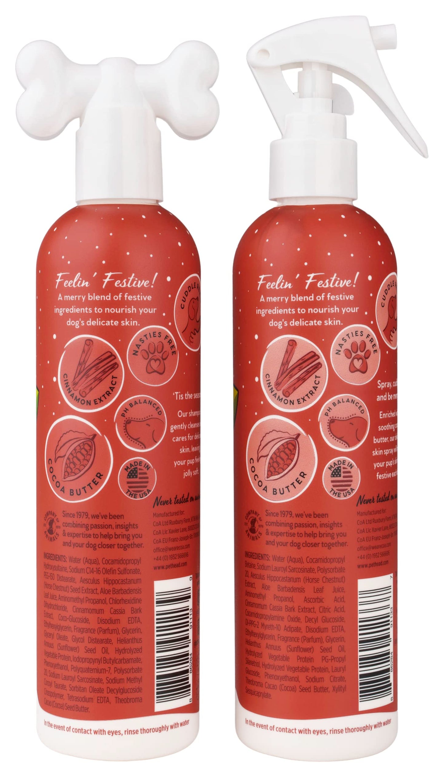 Pet Head Festive Dog Shampoo and Spray Set | Roasted Chestnut with Cinnamon Scent |Christmas Shampoo for Dogs with Sensitive Skin | Vegan | Gentle Formula for Puppies | Made in USA | 10.1 fl. oz. each
