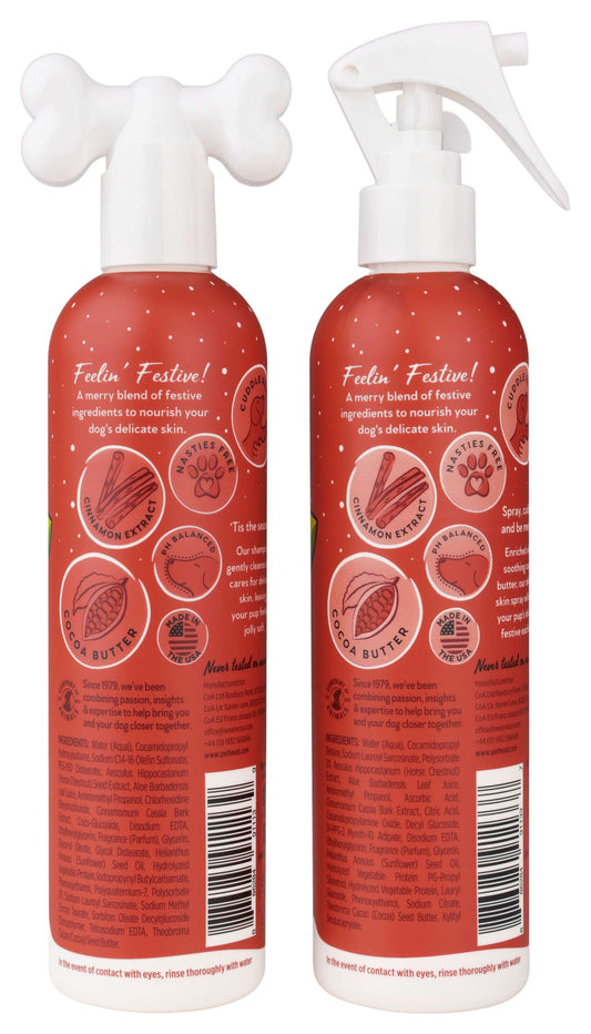 Pet Head Festive Dog Shampoo and Spray Set | Roasted Chestnut with Cinnamon Scent |Christmas Shampoo for Dogs with Sensitive Skin | Vegan | Gentle Formula for Puppies | Made in USA | 10.1 fl. oz. each