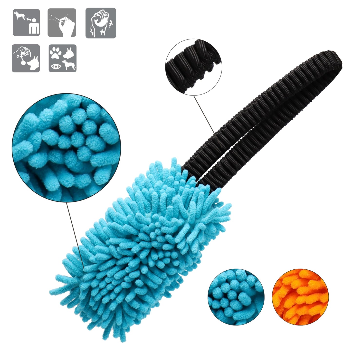 Dingo Shaggy Toy for Dogs, Soft Nubby-Textured Noodle Plush, tug Toy with Bungee Strong Shock Tugger for Dog Training, Agility Sport, tug of war 9-18in Blue 15672