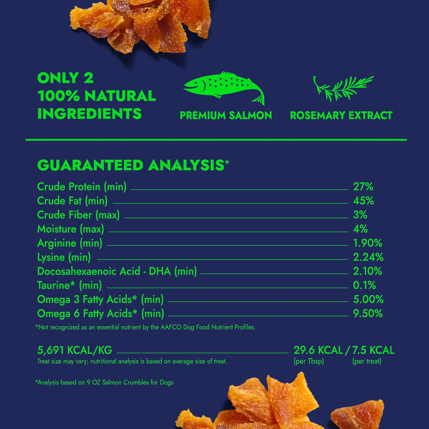 Finfare Freeze Dried Dog Treats, Salmon Crumbles, Protein & Omega-3s, Grain Free Salmon Dog Training Treats and Meal Topper, Crafted in USA, 9oz