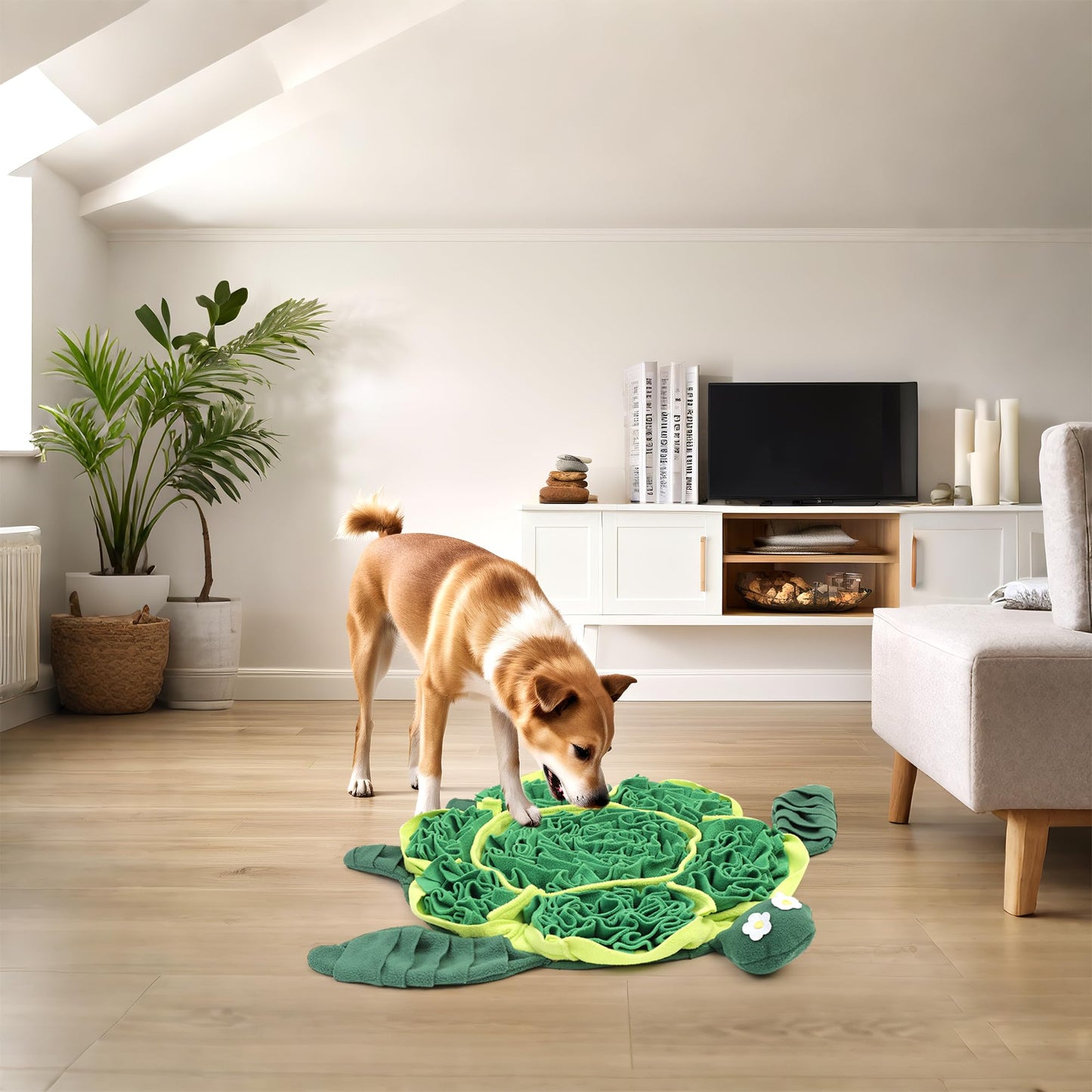 FLERDMAU Snuffle Mat for Dogs Toys - Dog Toys to Keep Them Busy | Dog Puzzle Slow Feeder Treat Toy | Interactive Dog Toys and Dog Feeding Mats | Dog Lick Mat Enhancement (Green)