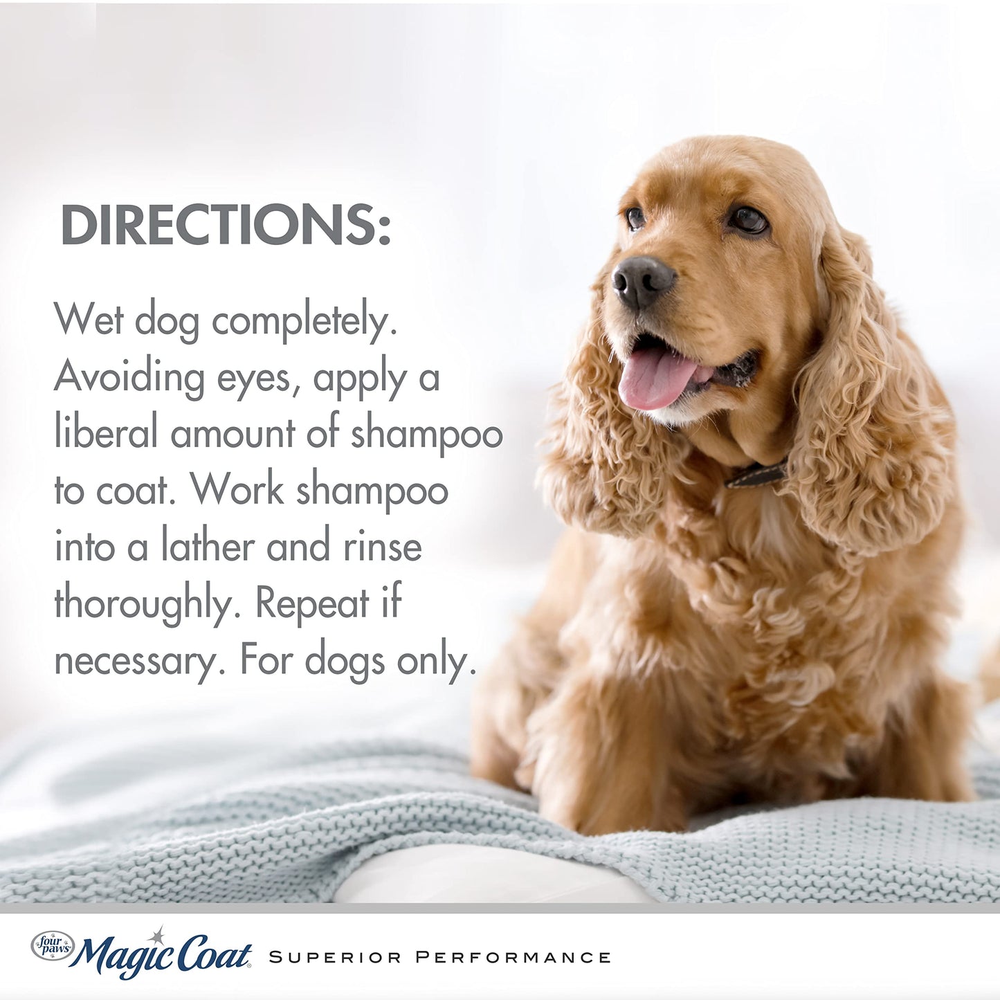 Four Paws Magic Coat Gentle Tearless Shampoo for Dogs with Moisturizing Lanolin for Itchy Dry Skin, Dog Grooming, Soft Breeze Scent, 16 Ounce