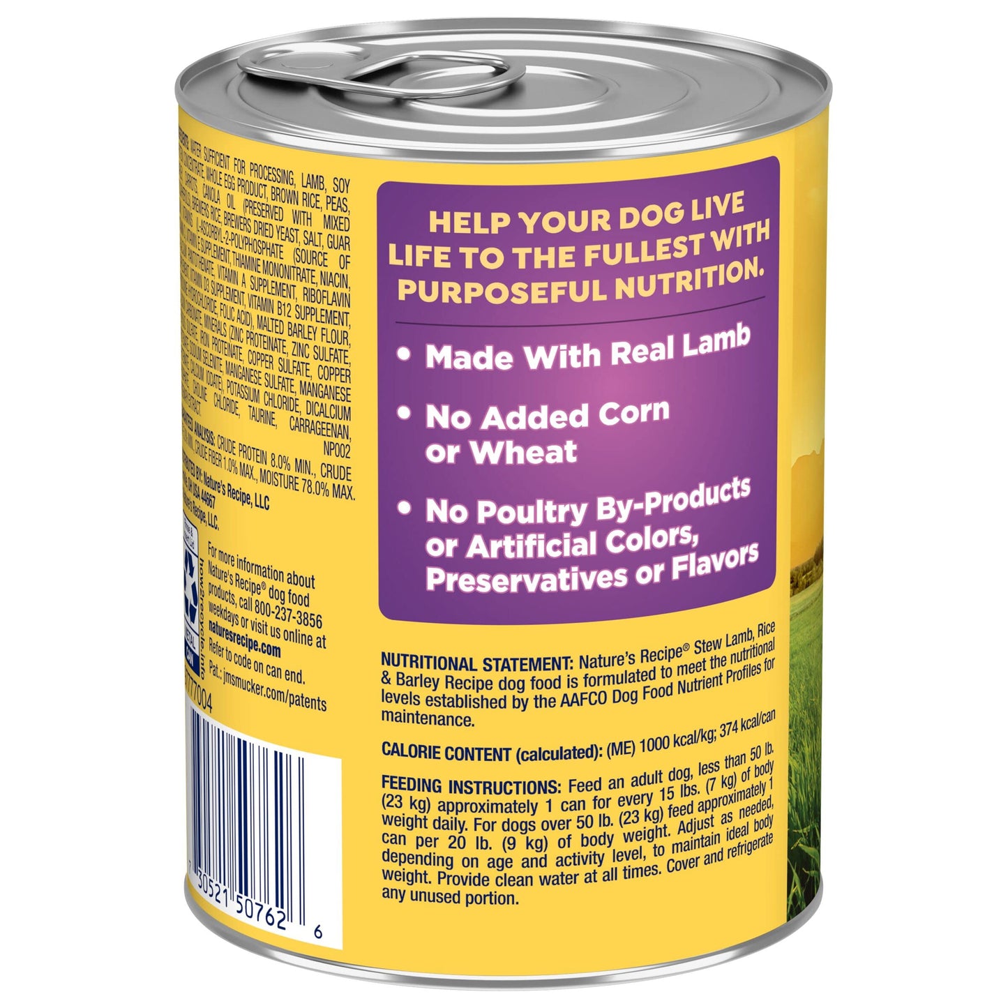Nature’s Recipe Stew Lamb, Rice & Barley Recipe Wet Dog Food, 13.2 oz. Can, 12 Count