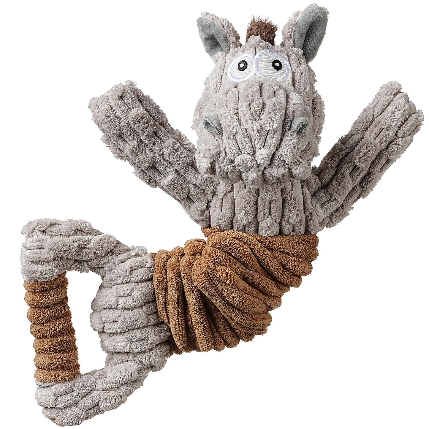 Squeaky Dog Toy, Durable Dog Toy Large Breed, Tug of War Dogs Interactive Toy, Stuffed Plush Puppy Toys with Crinkle Paper for Small, Middle, and Big Dogs(Tug of War Series, Donkey)