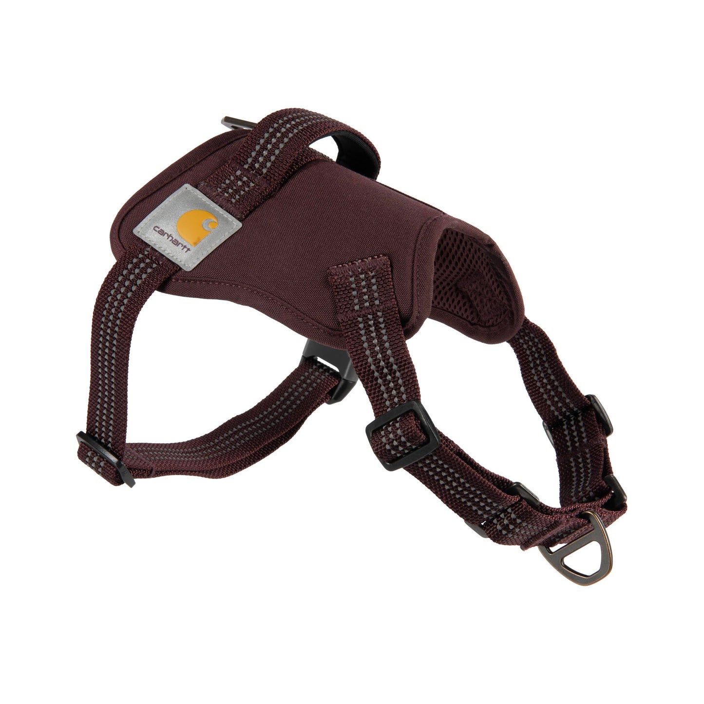 Carhartt Nylon Duck No Pull Dog Harness, Fully Adjustable Dog Harness with Quick Control Handle and Reflective Accents, Deep Wine, Medium