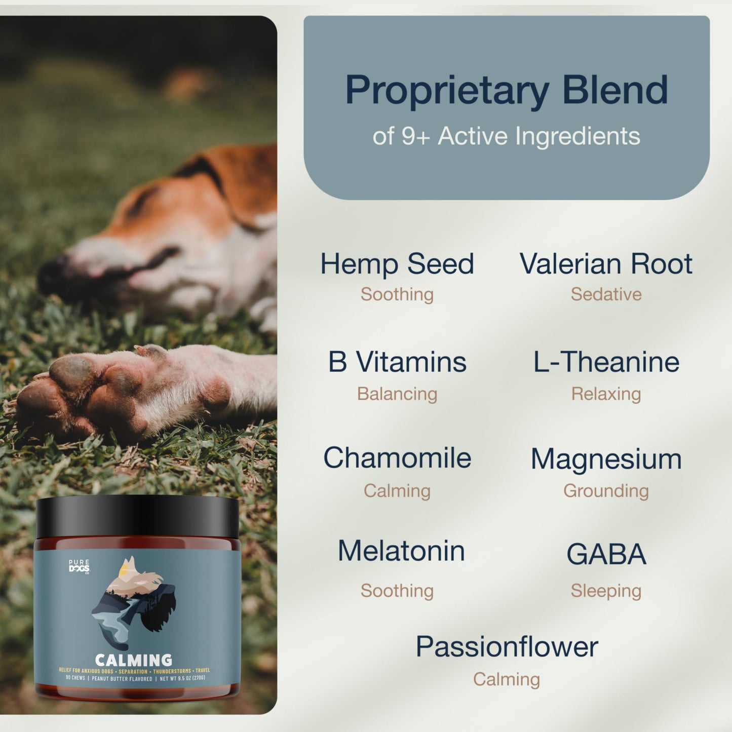 Pure Dogs Calming Chews for Anxiety & Stress Relief - Dog Treats with Organic Hemp & GABA - Soothe Scratching & Restlessness - 90 Calming Treats