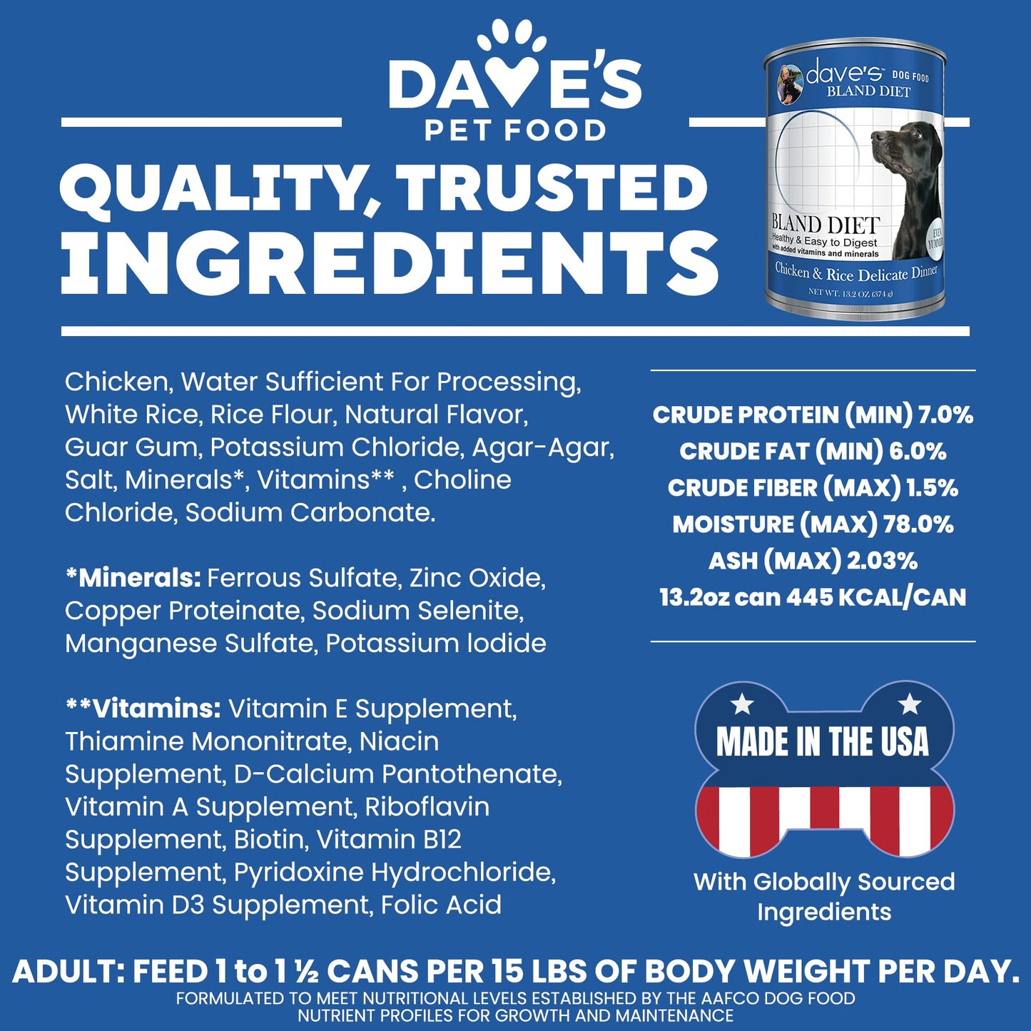 Dave's Pet Food Bland Diet Dog Food (Chicken & Rice), Sensitive Stomach, Easy to Digest, Gluten-Free, Digestive Care, Wet Canned, 13.2 oz (Case of 12)