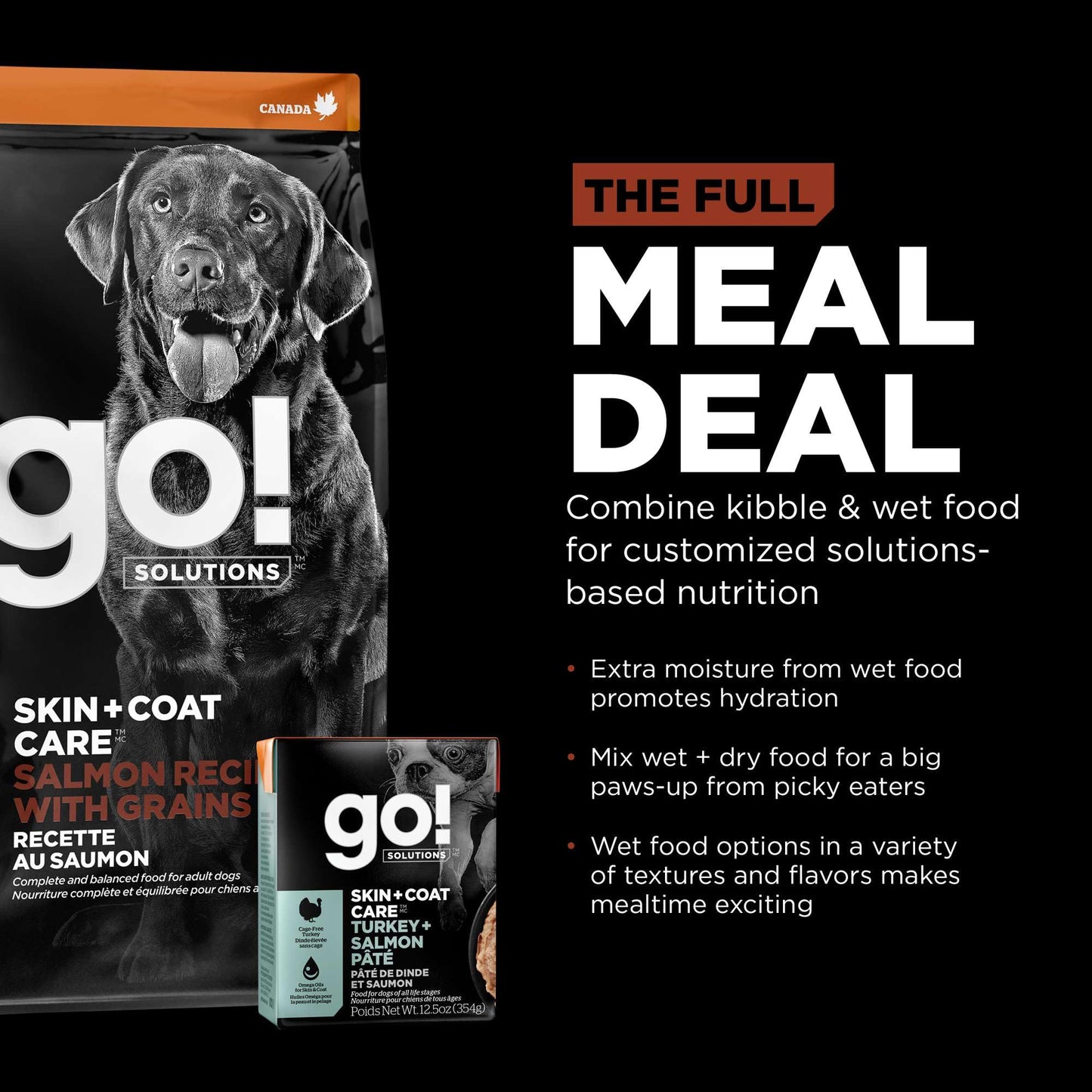 Go! Solutions Skin + Coat Care, Dry Dog Food, Large Breed Adult Salmon Recipe with Grains, 25 lb Bag