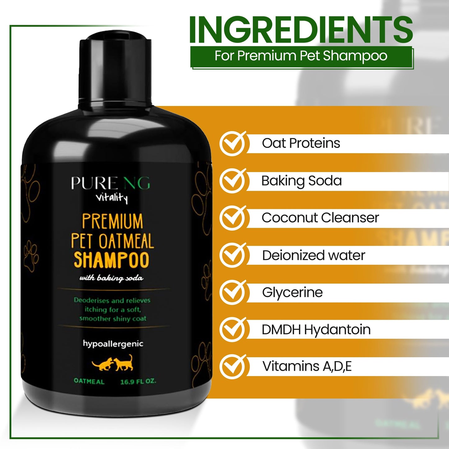 Dry Skin & Anti Itch Shampoo for Dogs | Oatmeal Dog Shampoo | Itchy Skin Relief | Hypoallergenic with Anti Dandruff Treatment | Anti-Fungal & Alcohol-Free | Nutrient-Rich | Suitable for All Pets