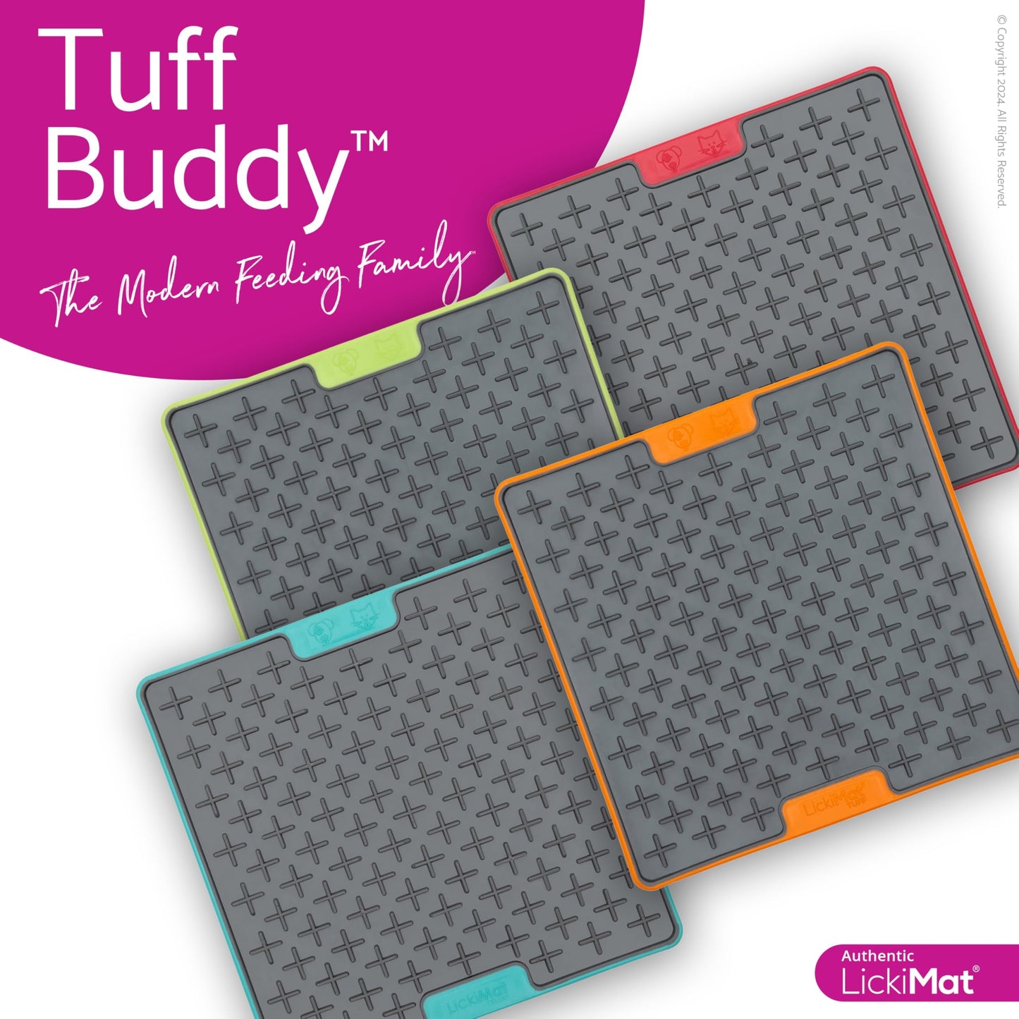 LICKIMAT Tuff, Heavy-Duty Buddy, Dog Slow Feeder Lick Mat, Boredom Anxiety Reducer; Perfect for Food, Treats, Yogurt, or Peanut Butter, Fun Alternative to a Slow Feed Dog Bowl, Red