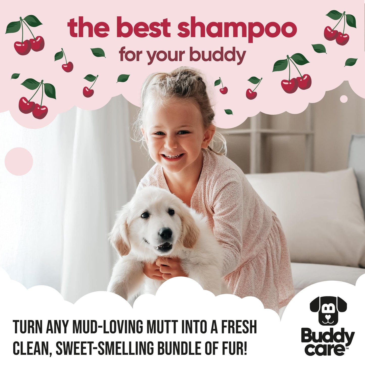 Black Cherry Dog Shampoo by Buddycare | Dry Skin & Itchy Skin Relief for Smelly Dogs | Deep Cleansing for Dogs Puppy Sensitive Skin | Dog Shampoo & Conditioner | with Aloe & Vitamin B5 (16.90oz)