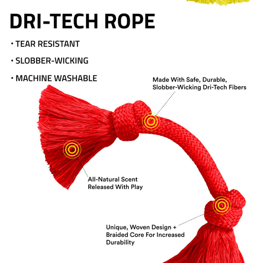 Playology Dri Tech Rope Medium Chew Toy, Peanut Butter & Beef, 2-Pack