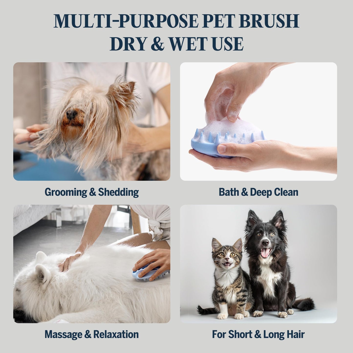 FLYDOG Itchy Skin Relief Shampoo for Dogs & Cats - Natural Herbal, Hypoallergenic with Soothing Brush, Moisturizes Dry Skin, Controls Flaking & Odors, Reduces Shedding