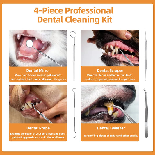 PAWSION Ultrasonic Dog Plaque and Tartar Remover, Teeth Cleaning Kit for Pets, Rechargeable Dental Scraper for Pets, 5 Modes with 3 Cleaning Heads and LED Light