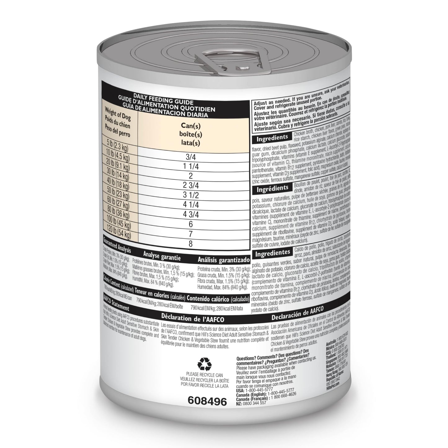 Hill's Science Diet Sensitive Stomach & Skin, Adult 1-6, Stomach & Skin Sensitivity Support, Wet Dog Food, Chicken & Barley Stew, 12.5 oz Can, Case of 12