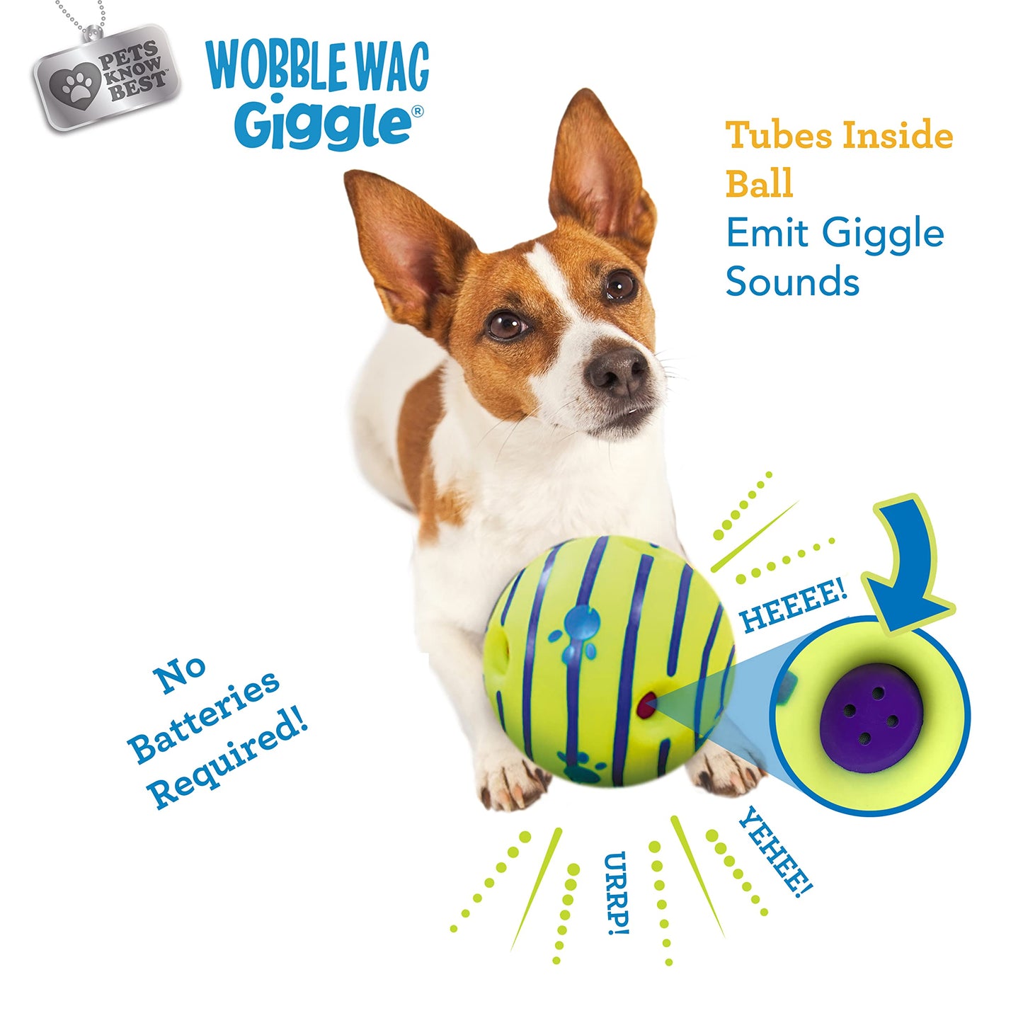 Wobble Wag Giggle Ball | Rolling Enrichment Toy for Fun Playtime, Interactive Play for Indoor or Outdoor, Keeps Dogs & Puppies Large, Medium or Small Busy & Moving, As Seen on TV | Pack of 1