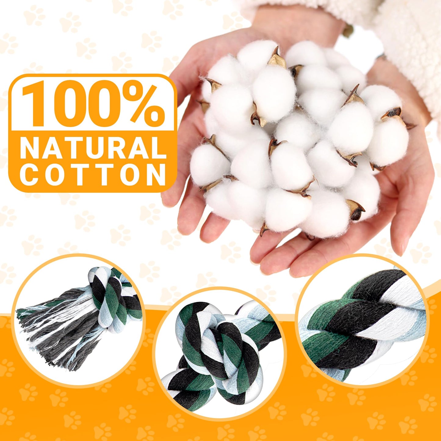 Ycozy XXL 6-Knot Dog Rope Toy for Large Dogs Aggressive Chewers 40in Heavy Duty Dog Teething Chew Toy Puppy Almost Indestructible Cotton