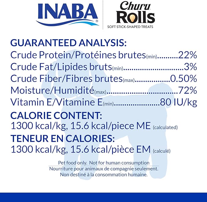 INABA Churu Rolls for Dogs, Soft & Chewy Baked Chicken Wrapped Filled Dog Treats, 0.42 Ounces Each Tube, 64 Tubes Total, Chicken with Salmon Recipe