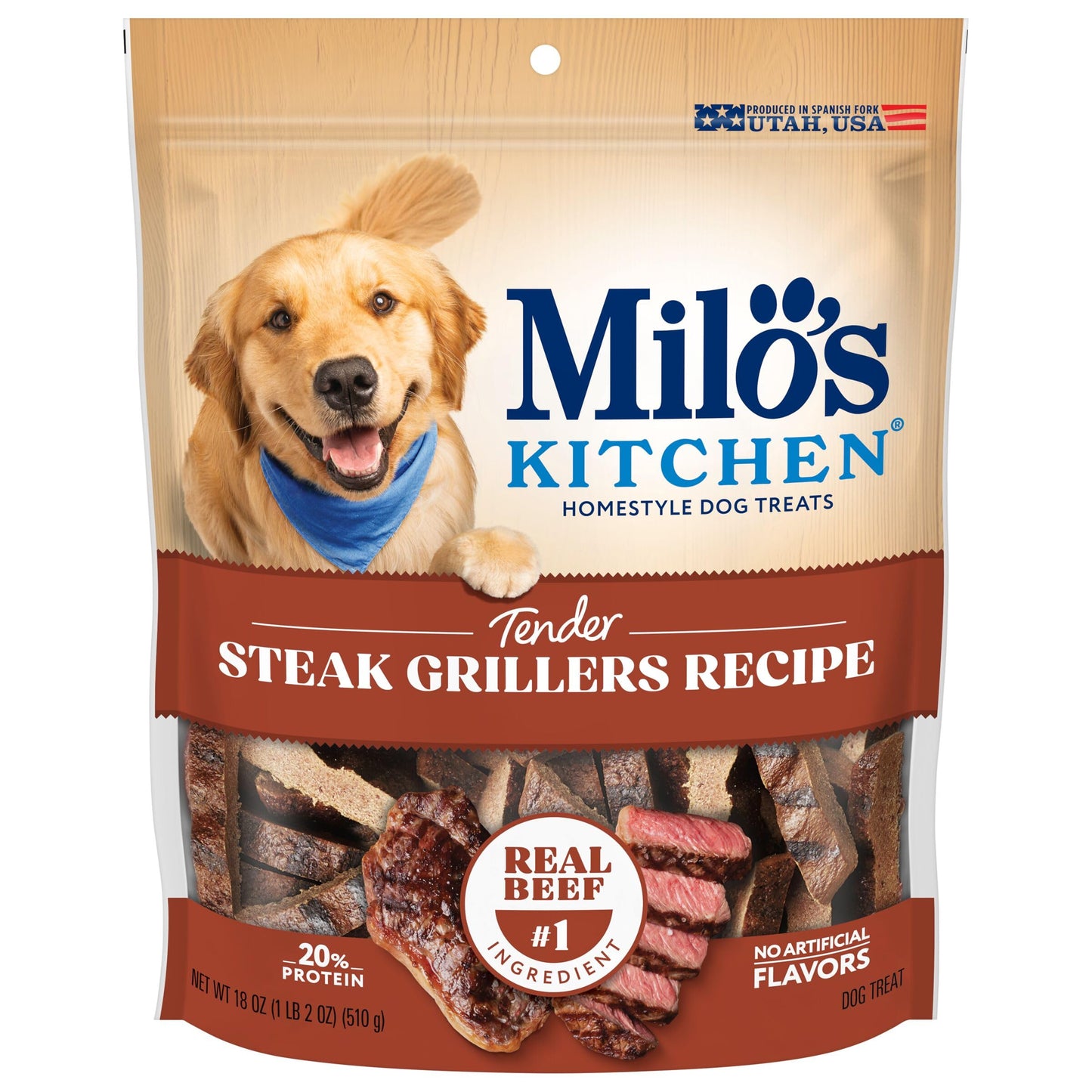 Milo's Kitchen Homestyle Dog Treats, Steak Grillers, 18 Ounce, High Protein, No Artificial Flavors