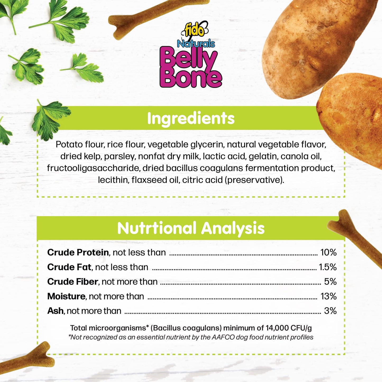 FIDO - Belly Bones for Dogs, 21 Yogurt Flavor Mini Dog Dental Treats (Made in USA) - 21 Count Dog Treats for Small Dogs - Plaque and Tartar Control for Fresh Breath, Digestive Health Support