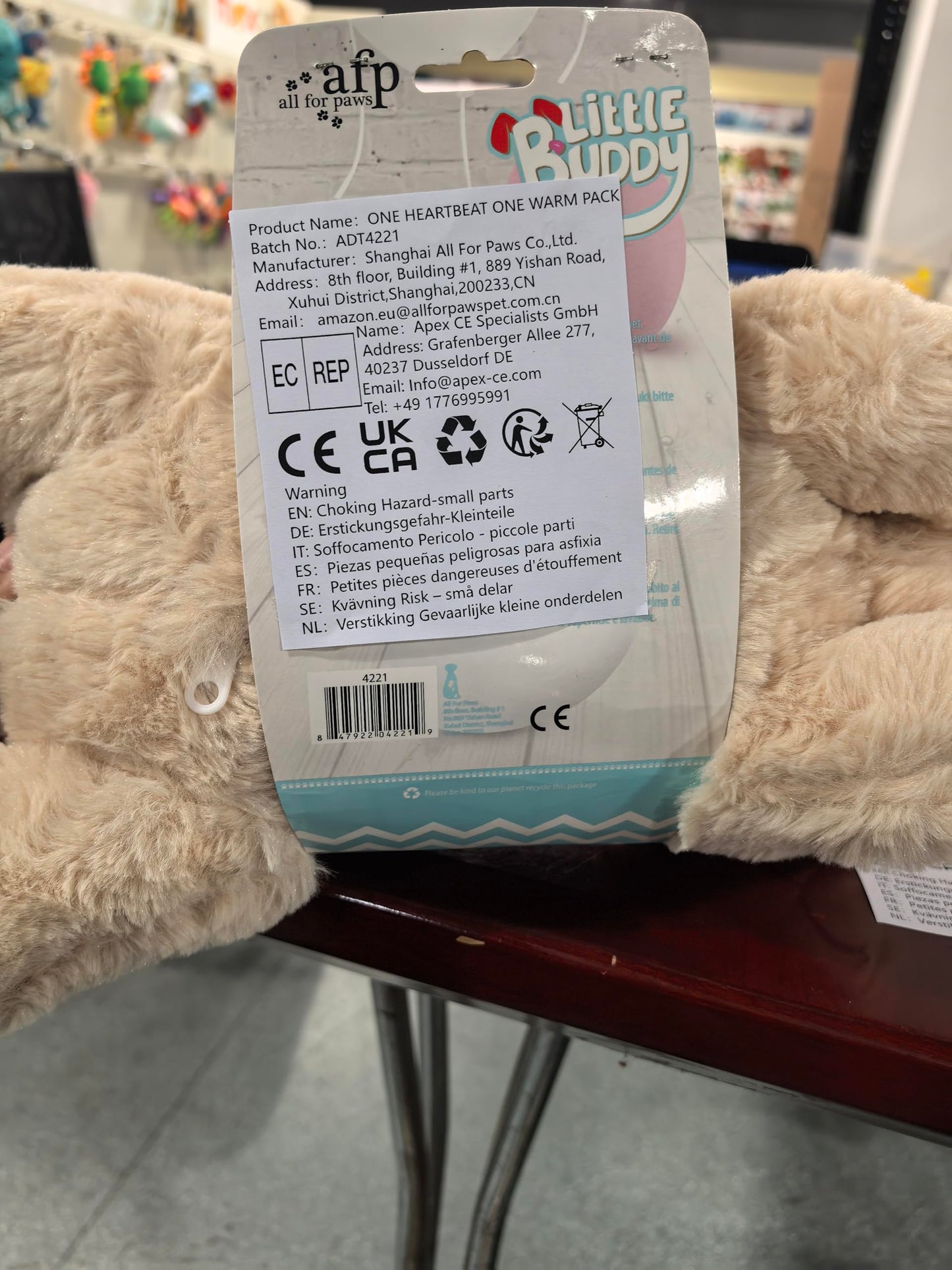 ALL FOR PAWS Heartbeat Puppy for Dogs, Dog Anxiety Relief and Sleep Aid Toy, Comfort Stuffed Animal Dog Toys for Behavioral Training,Plush Heart Beat Snuggling Bear with Warm Bag for Small Large Dogs