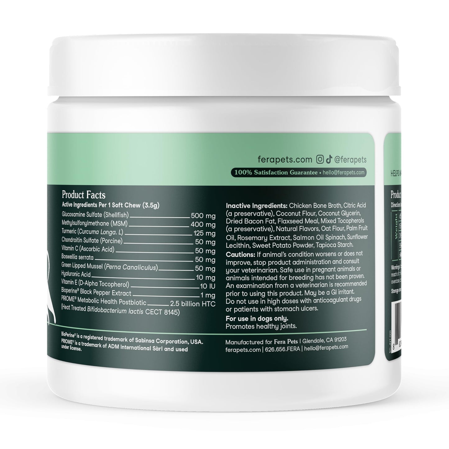 Fera Pets Hip & Joint Supplement for Dogs with Glucosamine, MSM, Chondroitin, & Green Lipped Mussel - Supports Healthy Joints and Weight Management - 90 Soft Chews