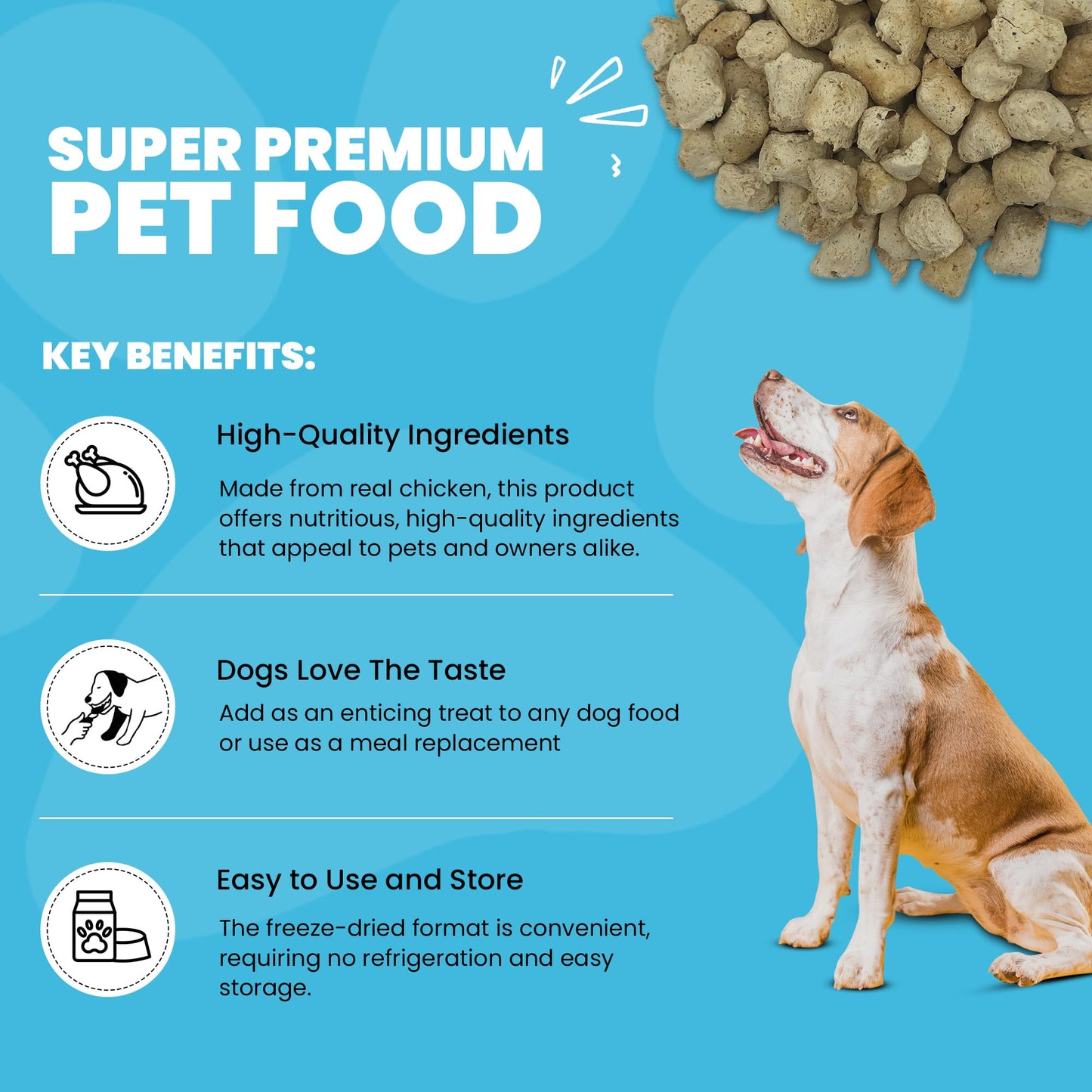 Muenster Freeze Dried Chicken Bites - Dog Food, Treat, Mixer or Topper (5oz) - Grain Free