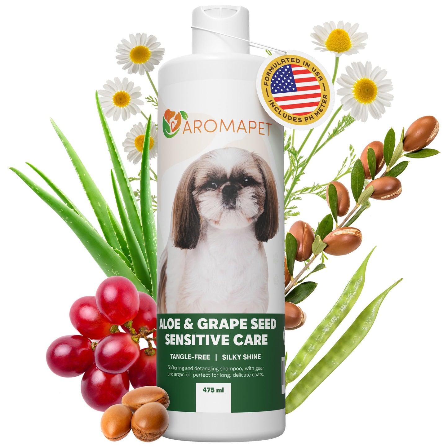 Sensitive Care -Tangle-Free-Silky Shine Softening and detangling Shampoo, Delicate Coat Clean & Odor Control Shampoo – Advanced Shine Formula for Dogs (Shih Tzu, 16 Fluid Ounces)