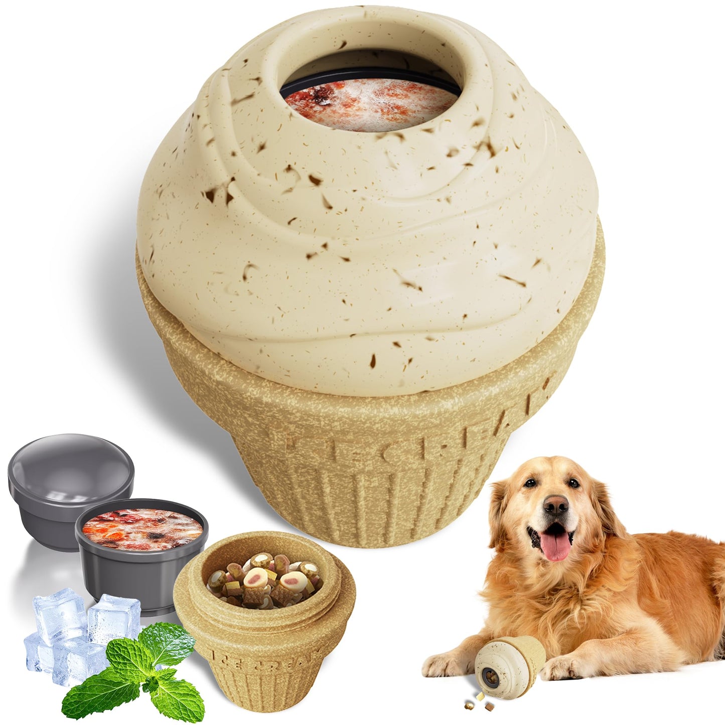 Frozen Treat Dispenser & Chew Toy for Aggressive Chewers - Interactive Dog Toy with Freezable Snack Box, Mental Stimulation for Large Breed Dogs, Unbreakable Design