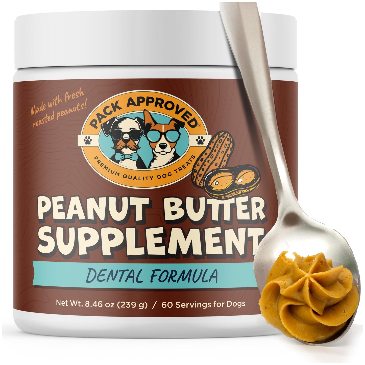 Pack Approved Dog Peanut Butter - with Ocean Kelp to Support Oral Care & Act as Dog Plaque and Tartar Remover - Lick Mat Treats for Bad Breath - Dental (8.46oz)