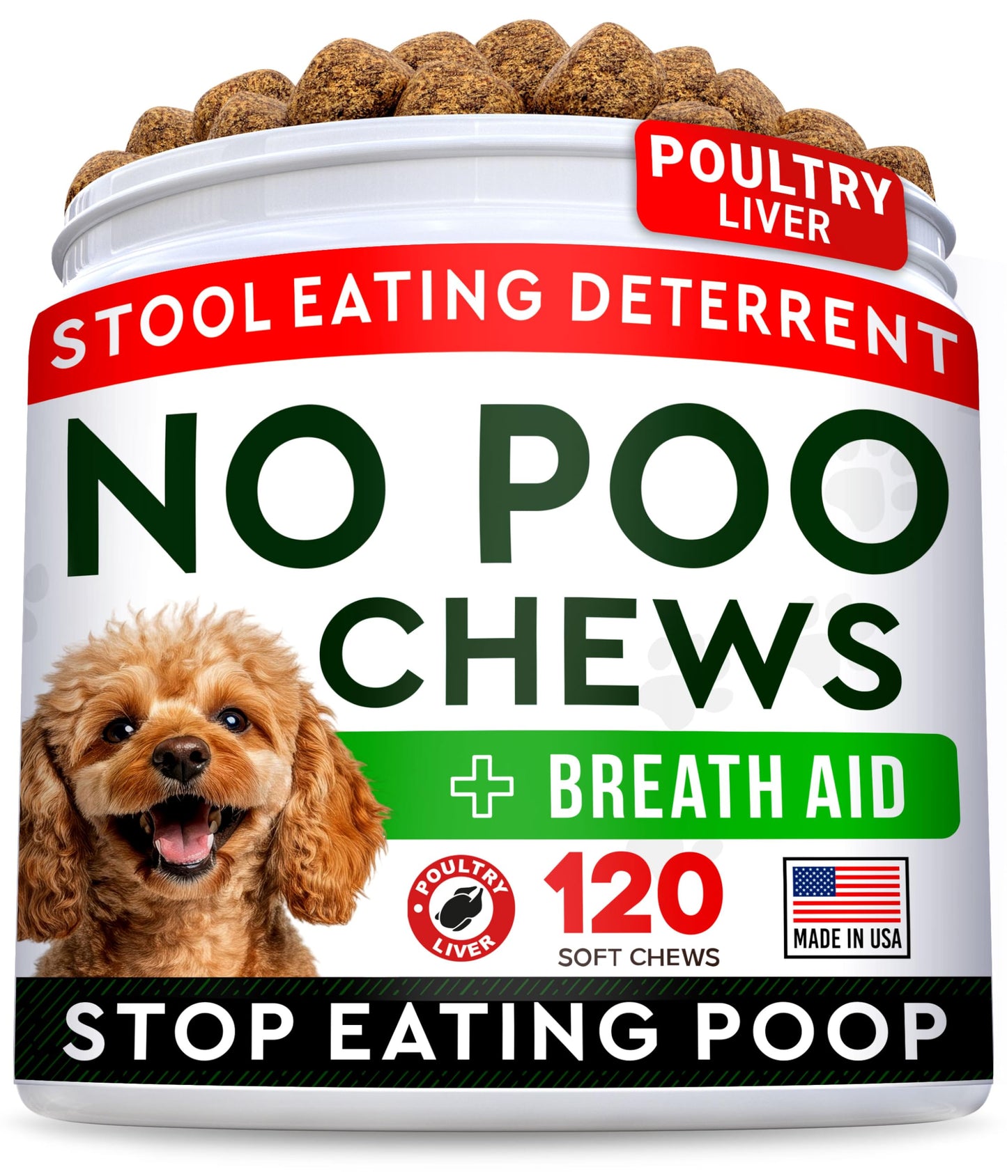 STRELLALAB No Poo Chews for Dogs - Coprophagia & Stool Eating Deterrent with Probiotics, Digestive Enzymes & Breath Aid Support - Stop Dog Poop Eating - Made in The USA - 120 Soft Chews