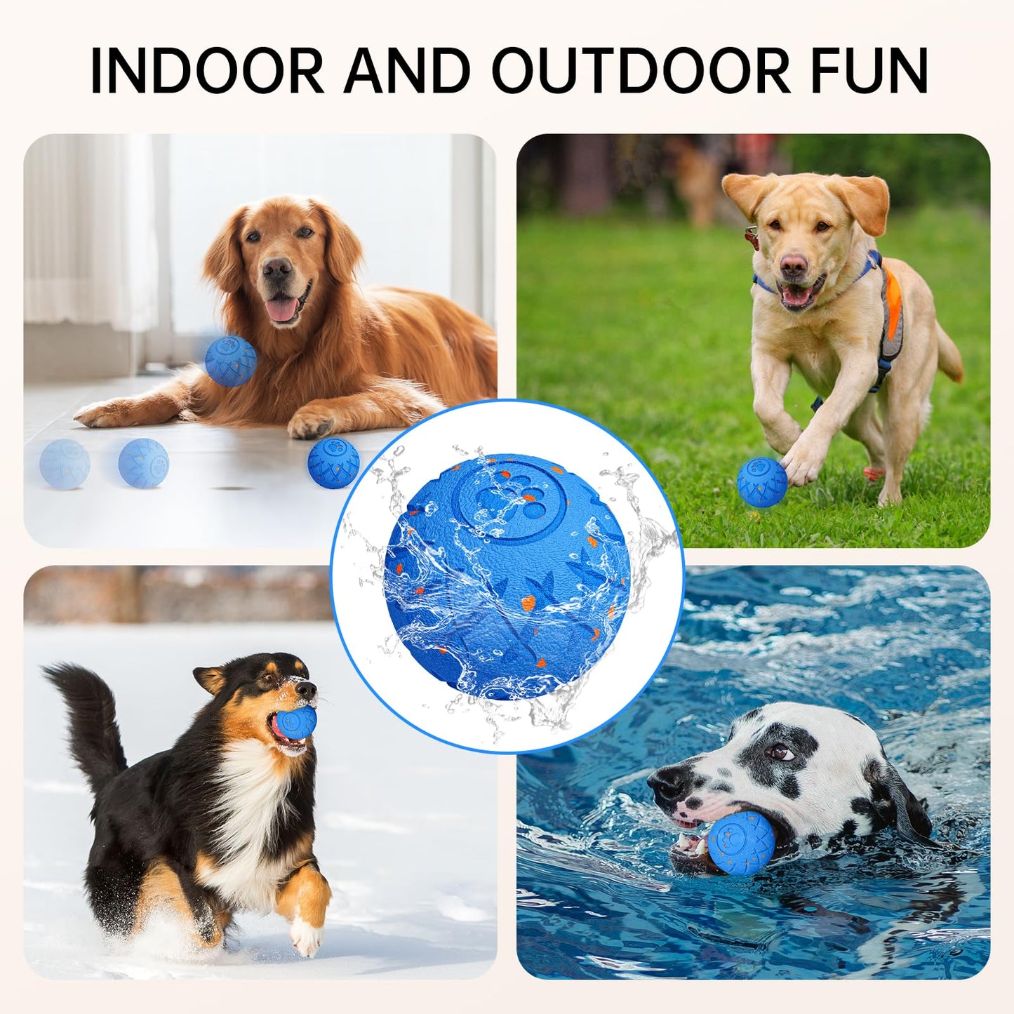 hipibbo Interactive Dog Ball Dog Toys - Automatic Moving and Rolling Dogs Toy for Medium Large Dogs, Motion-Activated Dog Stimulation Toy for Boredom Relief to Keep Them Busy, Waterproof (Blue)