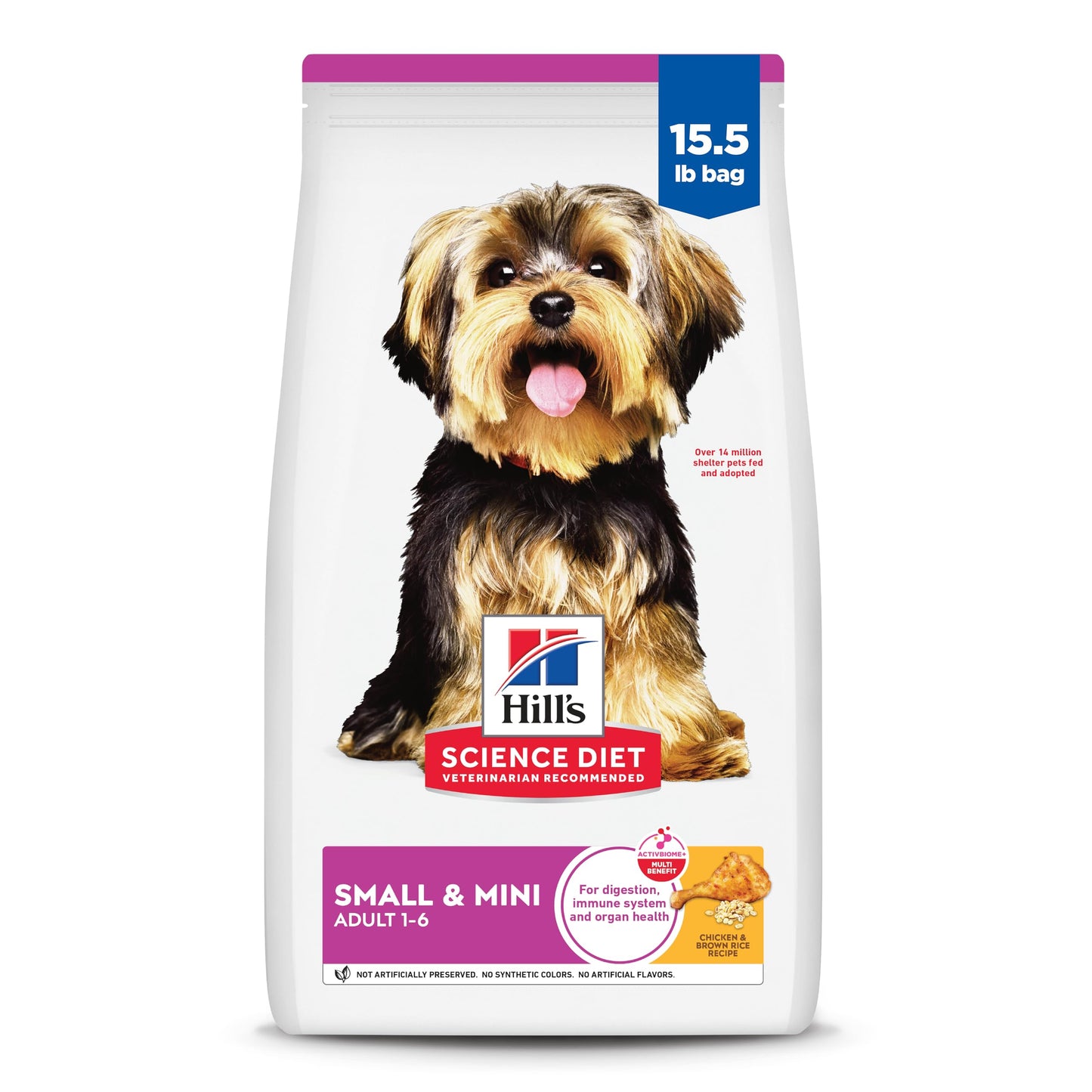 Hill's Science Diet Small & Mini, Adult 1-6, Small & Mini Breeds Premium Nutrition, Dry Dog Food, Chicken & Brown Rice, 15.5 lb Bag