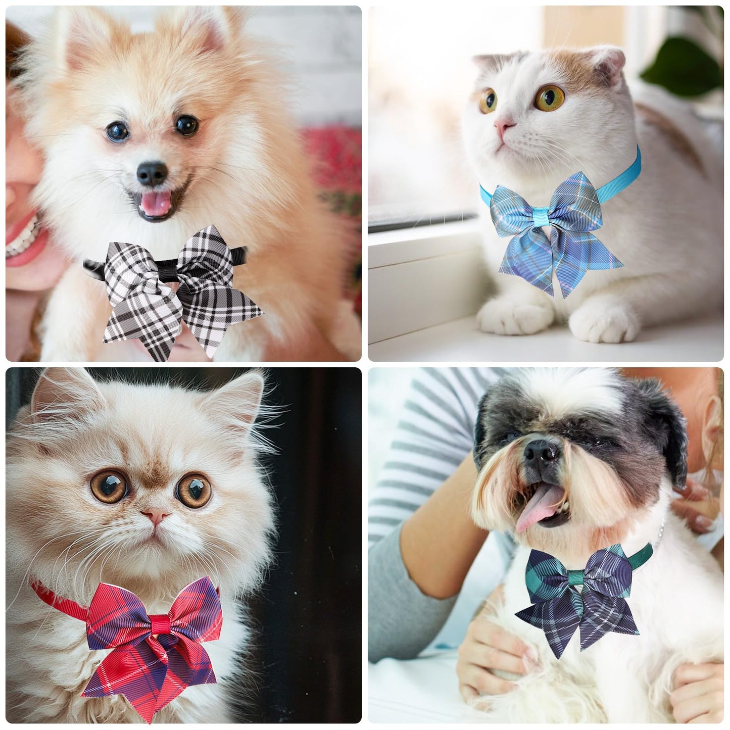 Segarty Dog Bow Tie and Small Dog Tie Set, 100 Pack Adjustable Dog Bowties Cats Neck Tie Collars Bow Ties for Dogs Set Grooming Accessories Bulk for Cats Puppy Dogs Birthday Wedding Holiday Gift Party