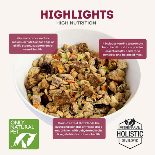 Only Natural Pet - EasyRaw Dehydrated Raw Dog Food Formula, Contains Real Wholesome Nutrition, Low Glycemic, Paleo Friendly, Non-GMO - Chicken & Sweet Potato Flavor - 7 lb Bag (Makes 35 lbs)-C7