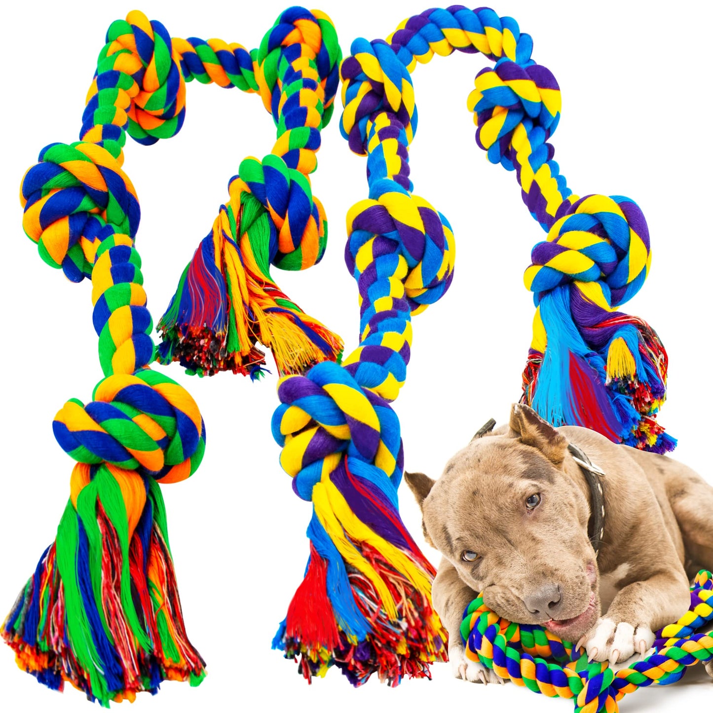 XL Indestructible Dog Toys for Aggressive Chewers Large Breed, Durable Dog Chew Toy, Large Dog Toys for Large Dogs Safe and Long Lasting Puppy Teething Chew Toys, Cotton Dog Rope Toys for Medium Dogs