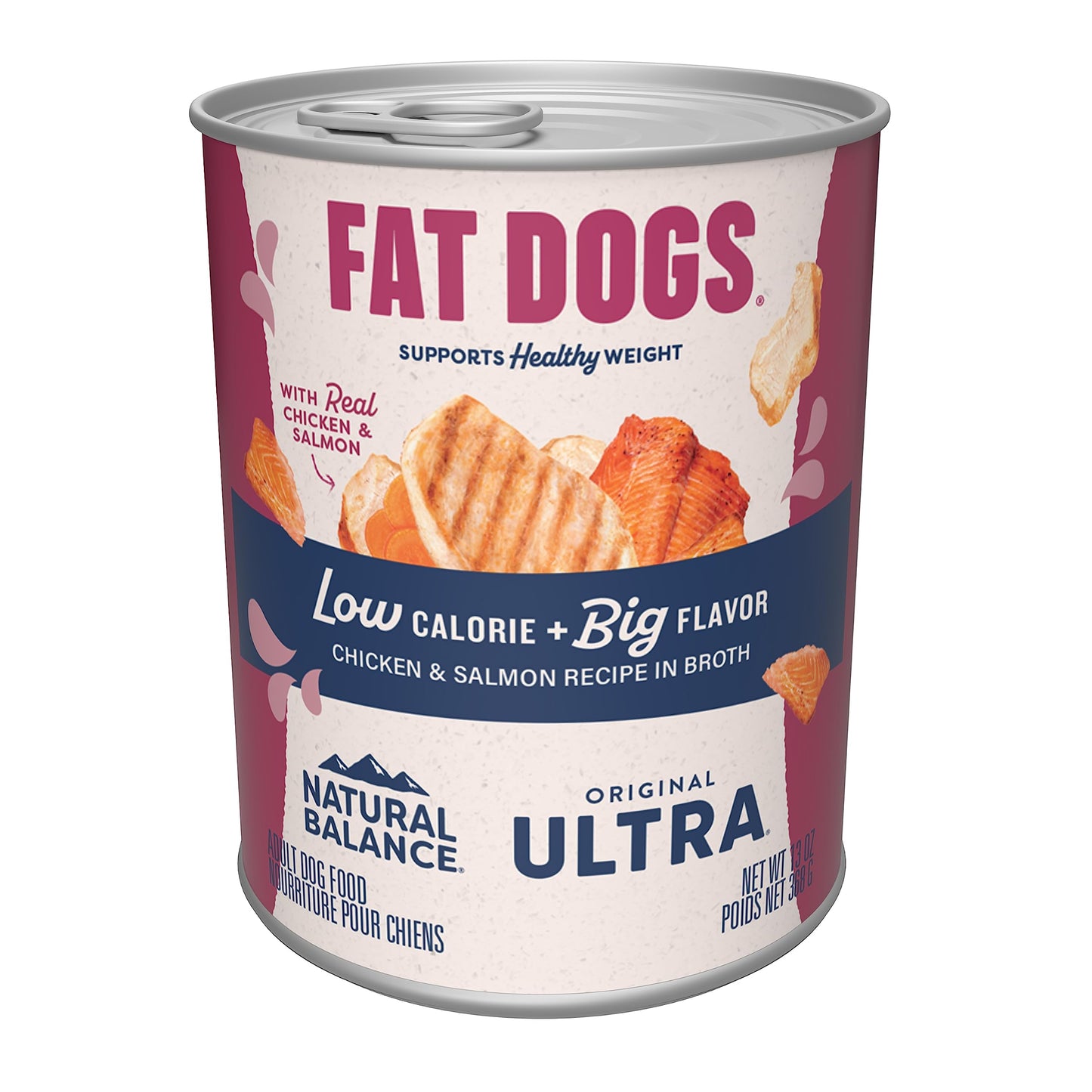 Natural Balance Original Ultra Fat Dogs Wet Dog Food, Chicken & Salmon Recipe in Broth, 13 oz. (Pack of 12)
