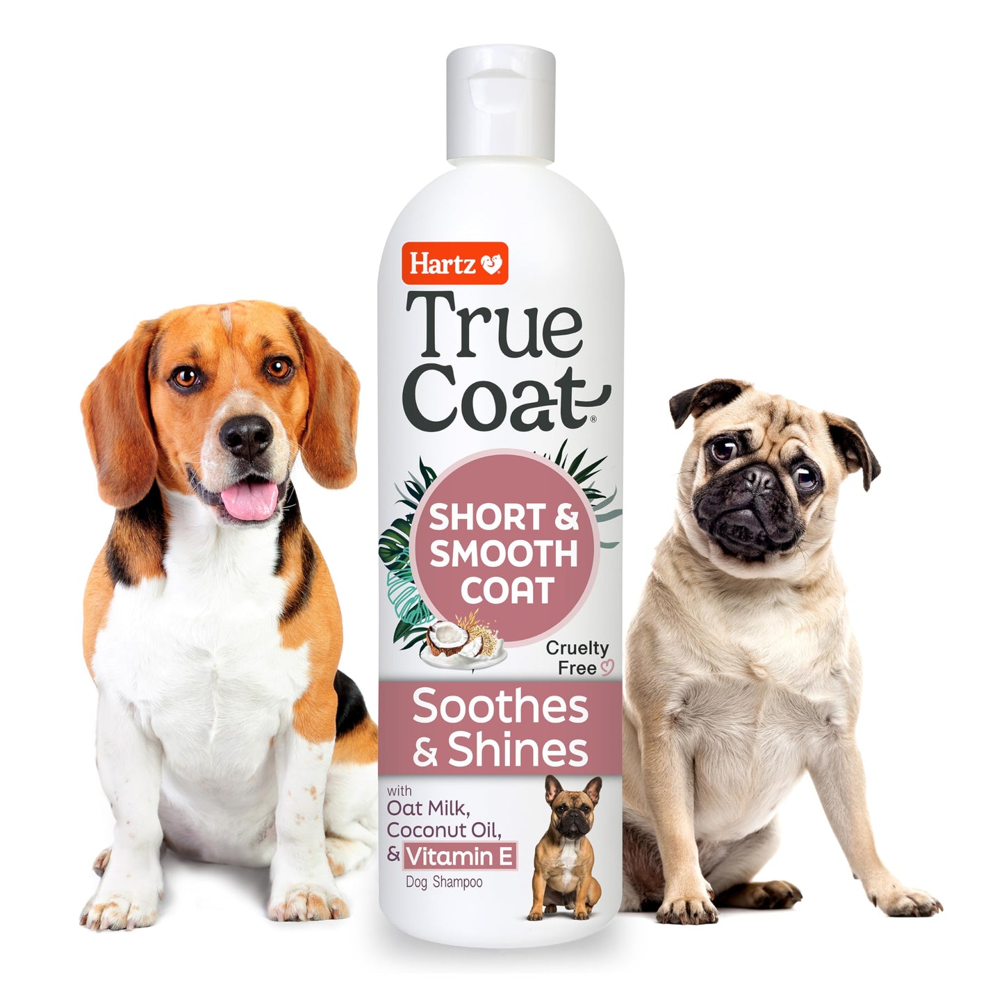 New! Hartz True Coat Short & Smooth Coat Specific Dog Shampoo, Soothes & Shines with Oat Milk, Coconut Oil & Vitamin E