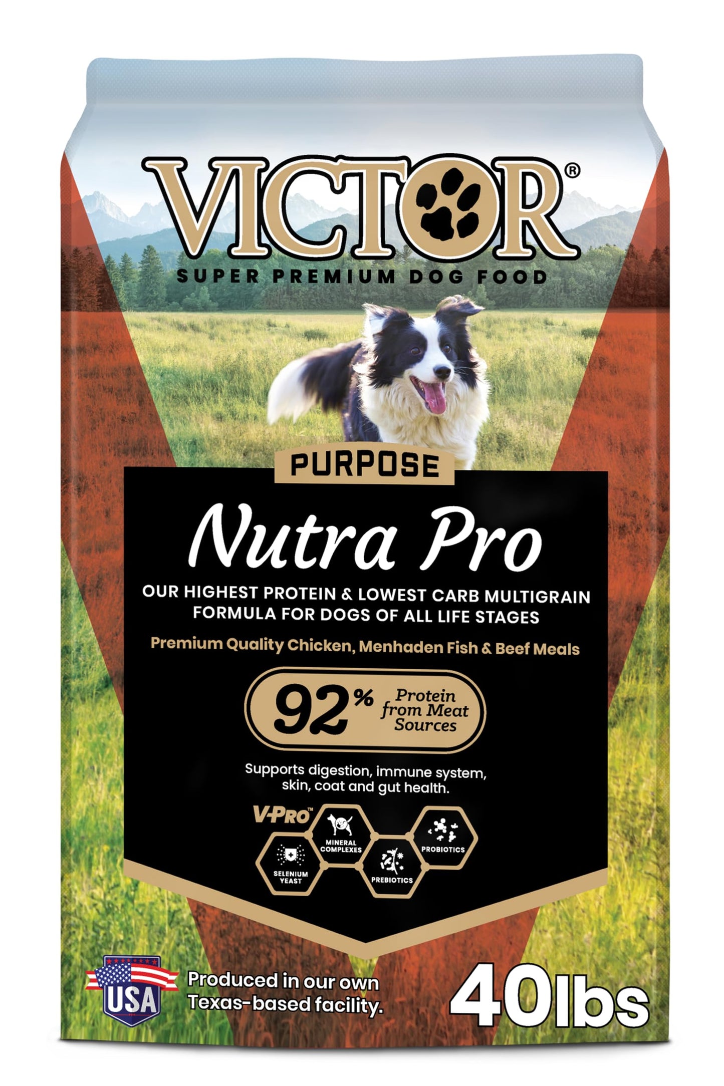 VICTOR Super Premium Dog Food – Purpose Nutra Pro – Gluten-Free, High Protein Low Carb Dry Kibble for Active Dogs of All Ages – Ideal for Sporting, Pregnant or Nursing Dogs & Puppies, 40lbs