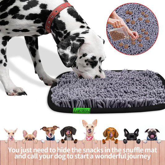 LAMTWEK Snuffle Mat for Dogs, 17" x 21" Dog Snuffle Mat Interactive Feed Game for Boredom, Encourages Natural Foraging Skills and Stress Relief, Easy to Fill Machine Washable