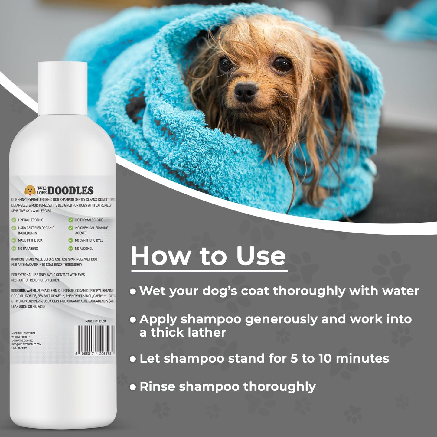 We Love Doodles Hypoallergenic & Lavender Dog Shampoo Bundle - Organic Ingredients, Sensitive Skin & Allergies, for Matted Pet Hair, Shampoo for Puppies, Made in The USA