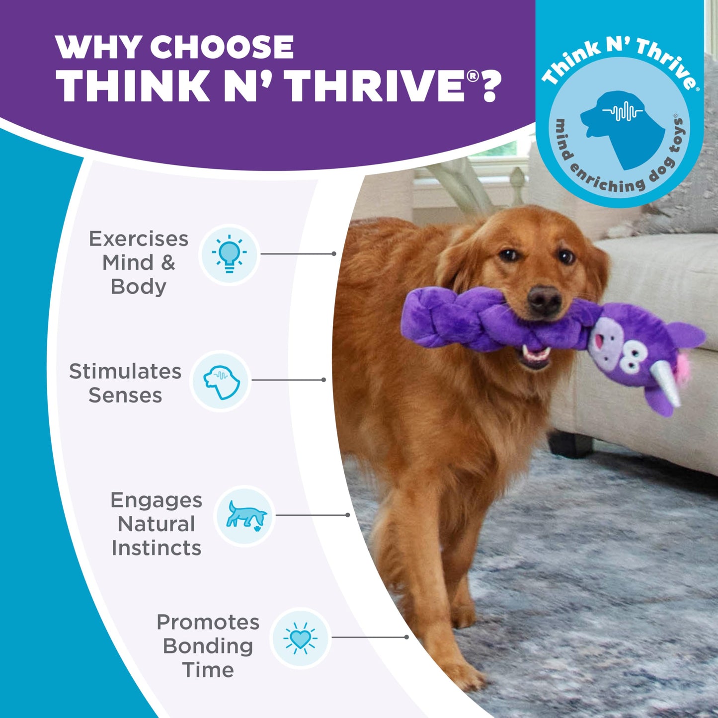 Outward Hound by Nina Ottosson Twistiez Interactive Plush Dog Treat Puzzle, Unicorn, Purple