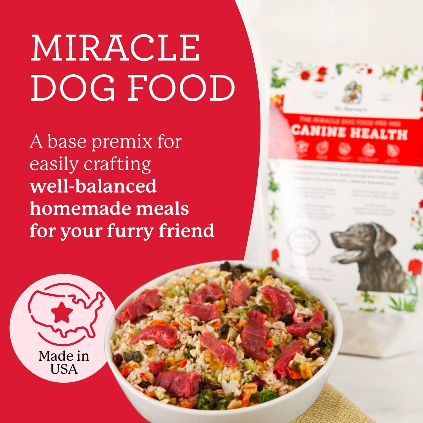 Dr. Harvey's Canine Health Miracle Dog Food, Human Grade Dehydrated Base Mix for Dogs with 9 Vegetables and 6 Organic Whole Grains (10 Pounds)