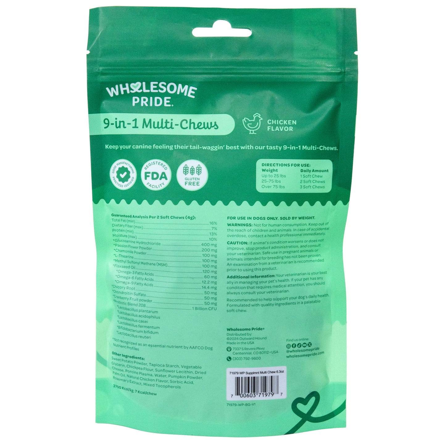 Wholesome Pride 9-in-1 Dog Multifunctional Soft Chews – Joint Pain Relief, Hip & Joint Support, Immune, Skin, Gut, Heart, Brain Health – Glucosamine, MSM, Chondroitin – 90 Chews