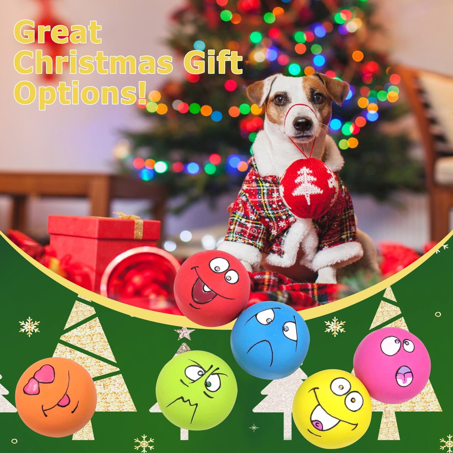 Squeaky Dog Toys Funny Cute Interactive Fetch Animal Face Latex Dog Balls for Puppy Small Pet Dogs 6 Pcs/Set