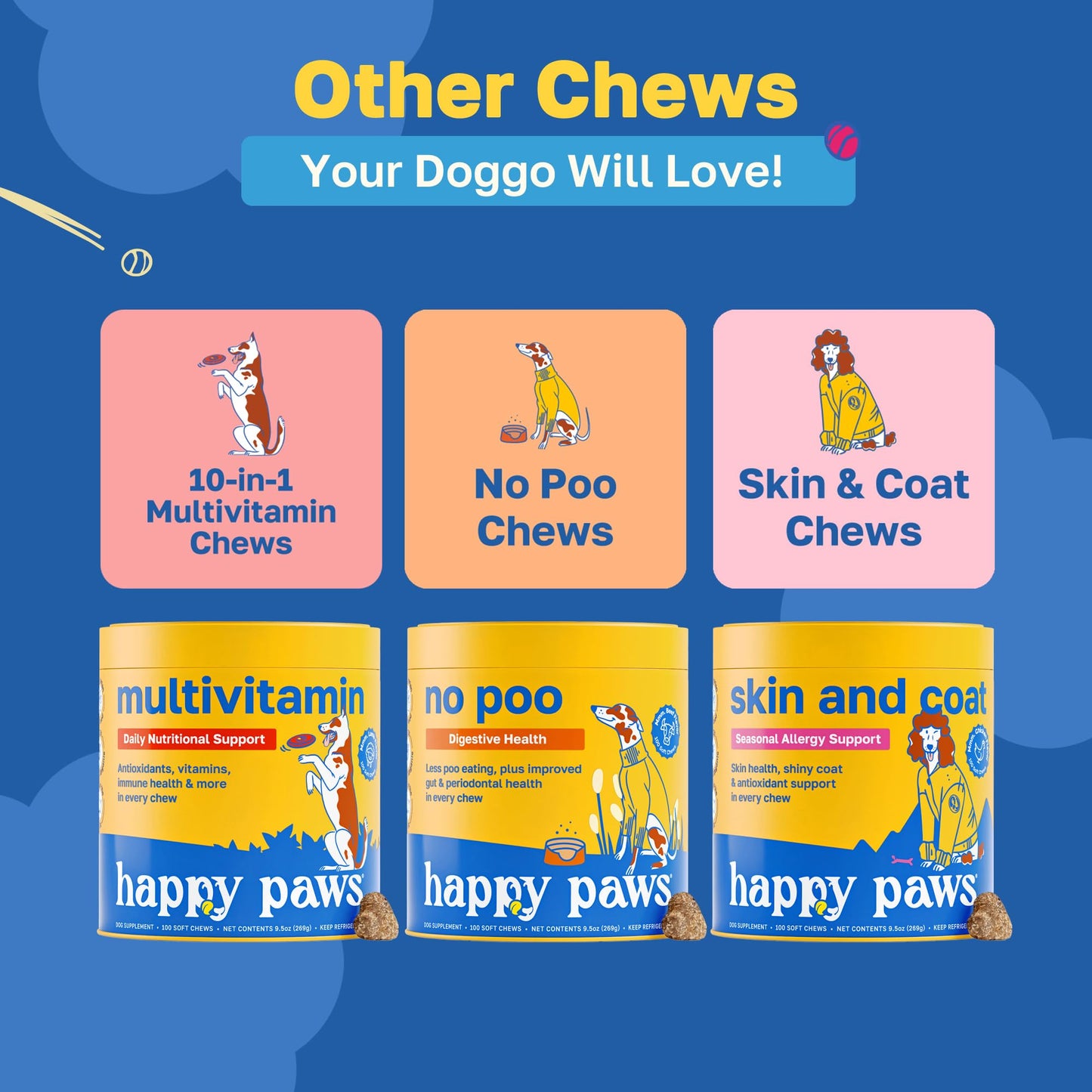 Happy Paws Lawn Saver Dog Chews, Dog Urine Neutralizer, Green Lawn Chews For Dogs, Digestive & Gut Health Supplement With Sweet Potato, Spirulina & Probiotics, Organic, Vegan, American Made, 100 Count