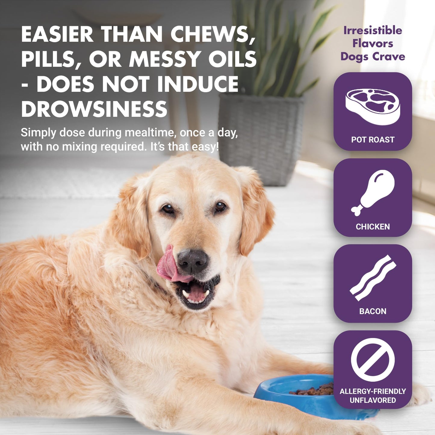LIQUID-VET Premium Calming Dog Supplements - All Dog Essentials with Chamomile for Skin & Coat Support - Ideal for Large Breeds, Puppies, and Overall Wellness